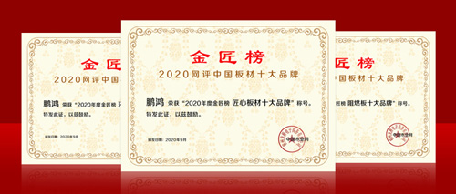 蟬聯(lián)金榜丨鵬鴻斬獲中國板材十大品牌三項殊榮